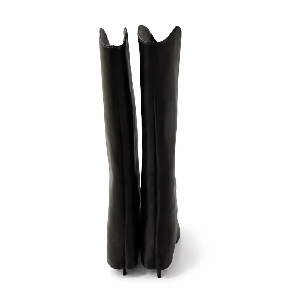Schutz Maryana Cloak Black Leather Boots 8